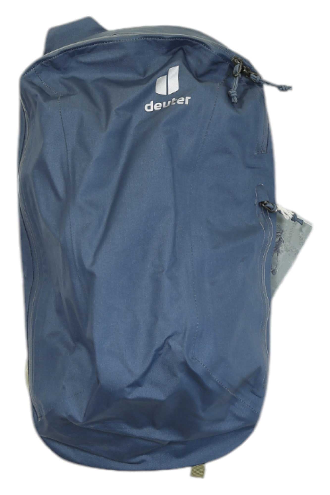 The Deuter Plamont 12 Pack is a blue mountain biking backpack with a front white Deuter logo, zipper pocket, and hydration compatibility—perfect for your outdoor adventures.