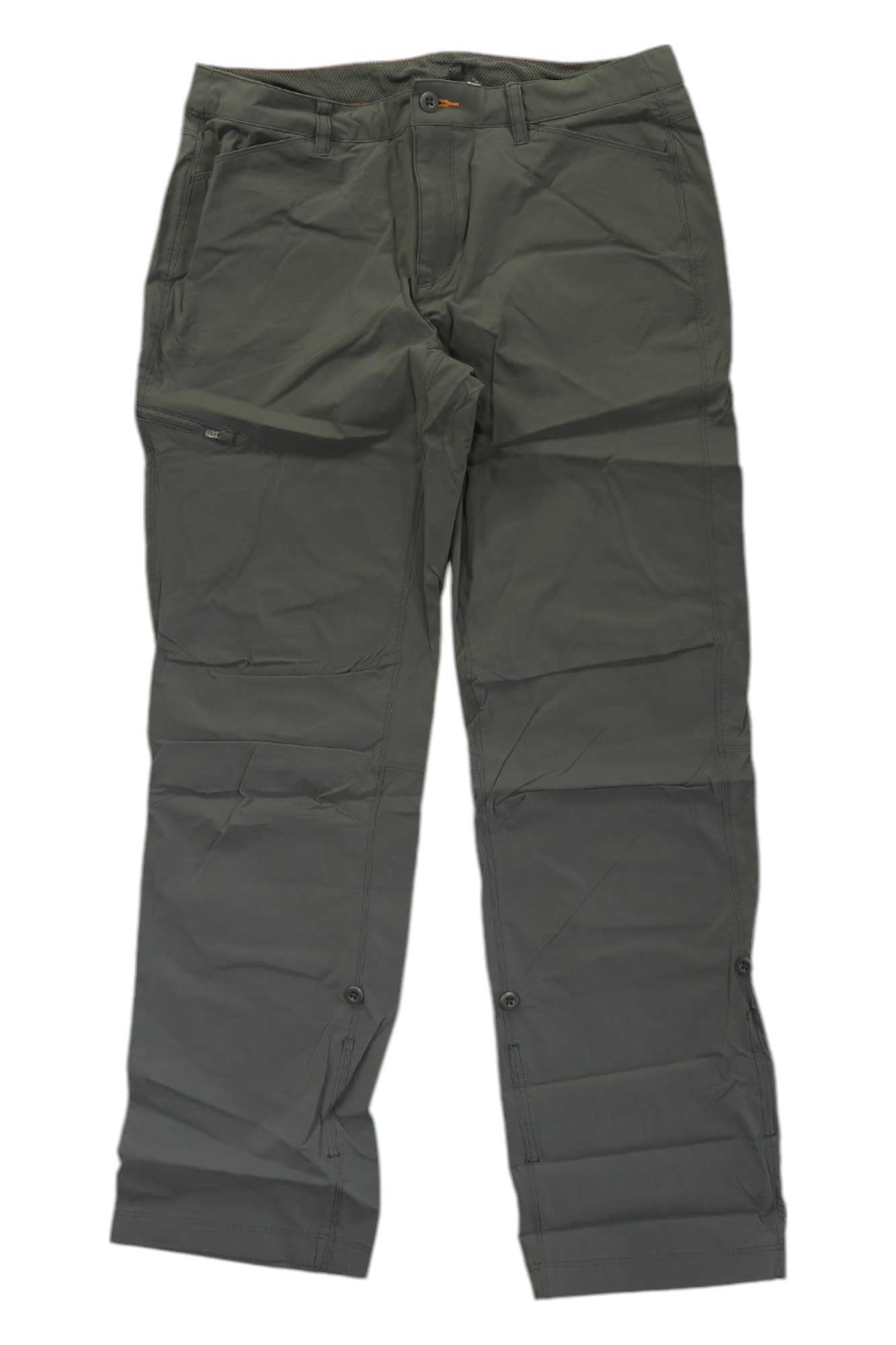 Women's quick-dry stretch cropped pants, dark gray with cargo pockets and snap details