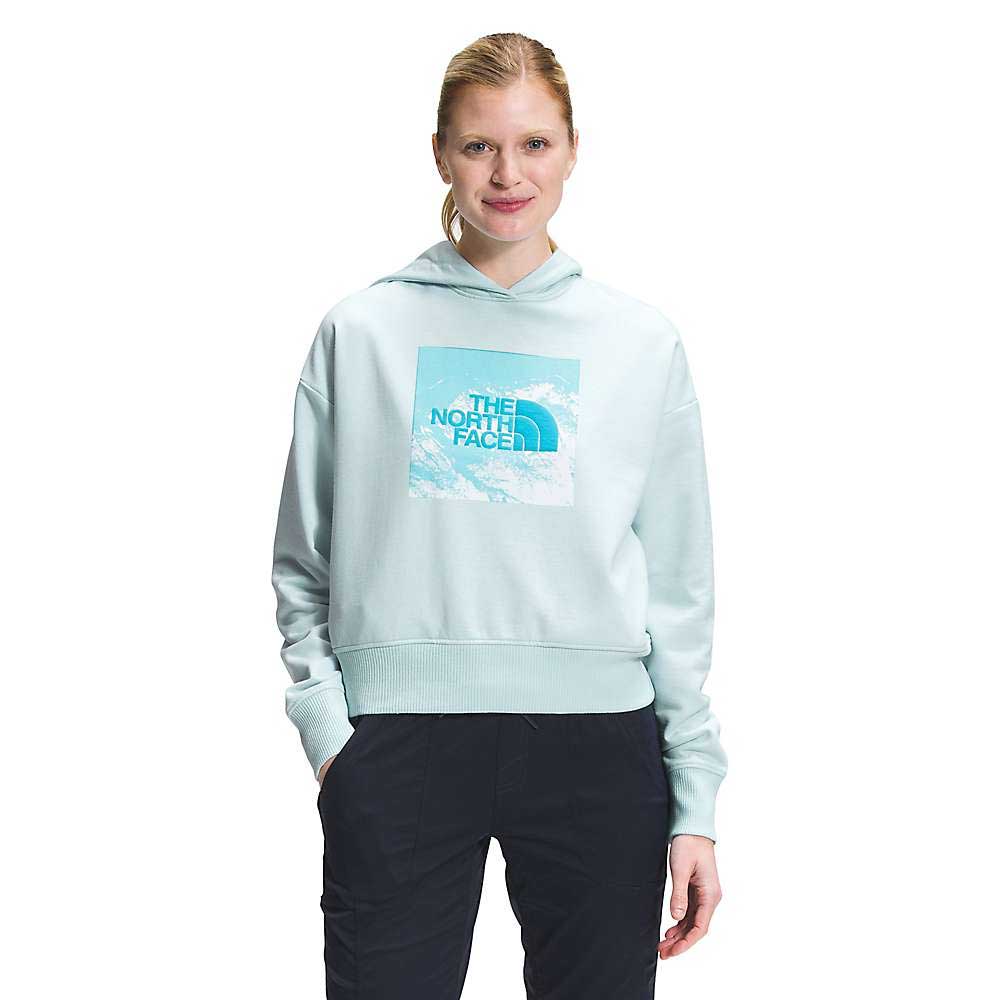 Women’s The North Face logo play hoodie, light blue, The North Face square logo on chest