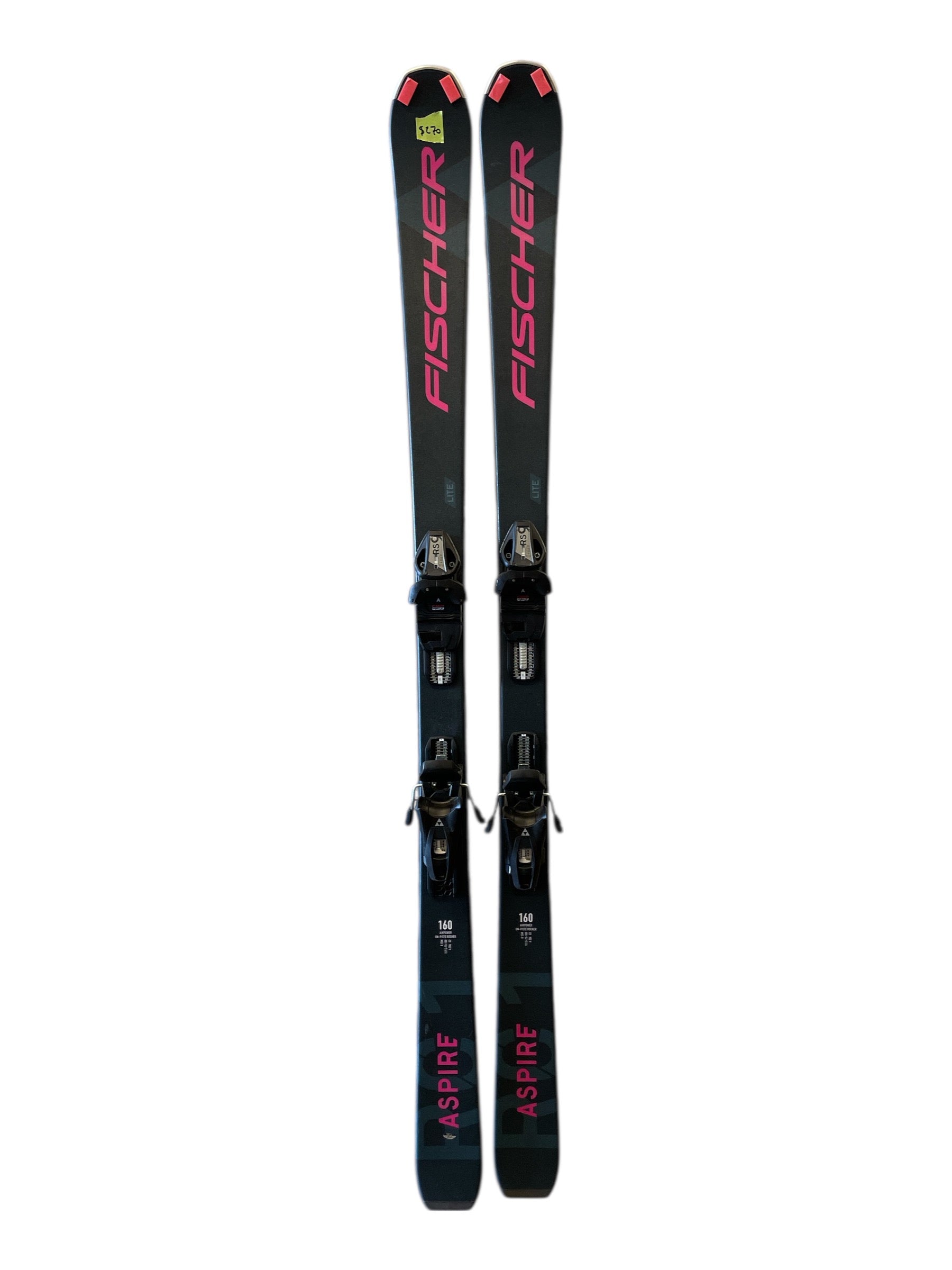 Fischer Womens Aspire SLR Ski with RS9 Bindings (black/multi:#191919, New, 145cm, NONE )
