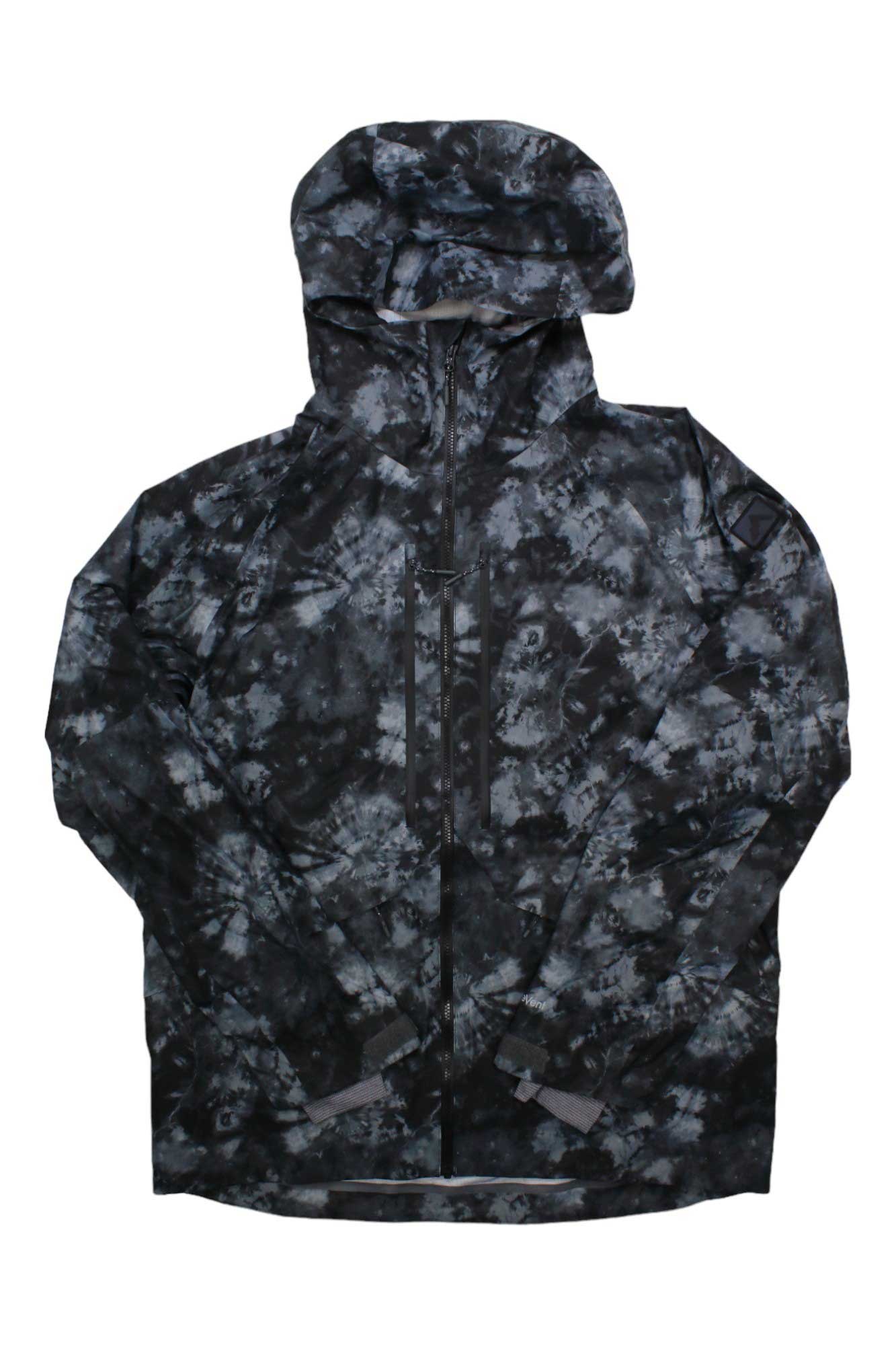 Strafe men's Nomad jacket, dark tie-dye hooded full-zip windbreaker