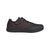 The Five Ten Men's Hellcat Pro Shoe is a black athletic shoe with red accents, red stitching, and a red heel outline. It features a durable synthetic upper, black laces, a strap over the tongue, and a flat black sole.
