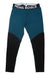 The Mons Royale Women's Cascade Legging features teal and black color-blocked merino wool and a branded waistband—perfect as a women’s baselayer for skiing or active adventures.