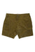The 5.11 Mens Trail Short in olive green features a front zipper with button closure, two zippered front pockets, belt loops, and side seams—ideal outdoor work shorts shown laid flat on a white background.