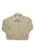 The Marmot Womens Aros Fleece Snap Jacket is a beige sherpa fleece shirt-jacket with long sleeves, a collar, and front snap buttons. It features the Marmot logo embroidered near the bottom hem, shown flat on a white background.