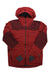 A Norrona Mens Tamok GTX Jacket in red with dark red accents, made from Gore-Tex fabric, features a front zipper, side pockets, and adjustable cuffs, displayed flat on a white background.