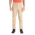 A person wearing Icebreaker Mens Hike Pant in tan, a bright orange shirt, and black shoes stands with arms relaxed at their sides against a plain white background.