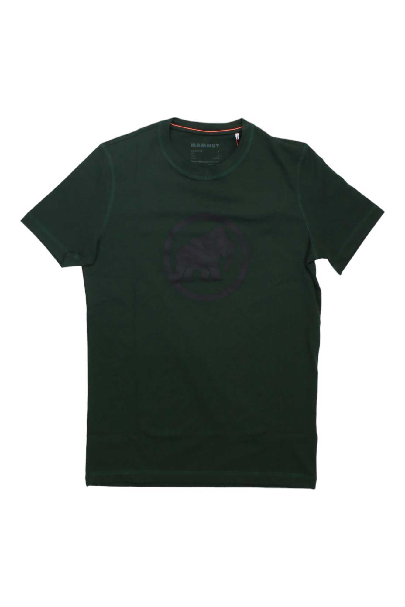 Crew-neck Mammut men's classic T-shirt, dark green, short sleeves, chest logo
