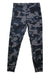 The Simms Womens Bugstopper Legging is a high-waisted, full-length legging for women, featuring a blue, black, and gray camo pattern and sun-protective fabric, shown laid flat on a white background.