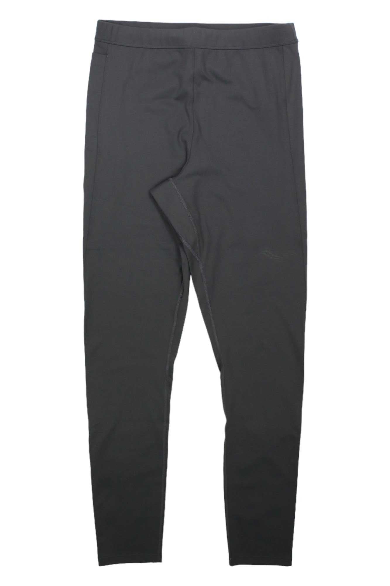 Men's running tights in dark charcoal gray, full-length slim fit