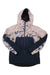 Picture women's Exa jacket, pink with blue pattern and navy panels, full zip, hood
