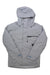 A light gray Burton Men's Covert 2.0 Jacket, waterproof with a hood, zipper and snap closure, black Burton logo on the chest pocket, and two side pockets—displayed flat on a white background.