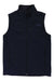The Mens Apex Bionic 2 Vest is a black, windproof, sleeveless vest with a high collar and The North Face logo on the left chest. It features three zippered pockets—two on the sides and one on the chest—ideal for outdoor activities.