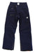 The Mammut Mens Stoney HS Thermo Pant in navy blue features multiple zippered pockets, reinforced cuffs, a small white logo on the left thigh, and insulation. Shown laid flat from the front.