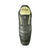 The Nemo Women's Disco 15 Sleeping Bag is a dark green, lightweight mummy-style bag with a light green interior and hood. Shown zipped up, it features a logo and top zipper for side-sleeping comfort.