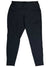 The Transcendr Leggings are black athletic joggers with a high waistband, two side pockets, and visible front seams. Made from durable softshell fabric with a tapered leg design, they offer trail-tough performance and are shown laid flat on a white background.