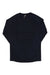 A Houdini Mens Desoli Light Crew Top, a lightweight black hiking shirt, is laid flat on a white background with its sleeves crossed at the wrists.