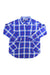 The KAVU Womens Melita Shirt is a blue, white, and red plaid long sleeve shirt with two large front pockets and a collar, laid flat on a white background—ideal for stylish travel.