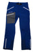 A pair of Ortovox Men's Cevedale Pants in blue, designed for all-mountain skiing, with white zipper accents, a gray right thigh pocket, and a built-in belt. The pants are laid flat on a white background.