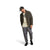 Men's dark olive quilted puffer jacket, full-zip, stand collar, side pockets