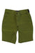 The Chrome Industries Mens Folsom Short 2.0, in olive green, knee-length style, features belt loops, a front button closure, side pockets, and a discreet u-lock holster, shown laid flat on a white background.