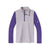 Kids 1/4-zip thermal top with gray heather body and purple long sleeves