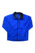 The Helly Hansen Mens Crew Jacket features a bright blue color with a black collar, front zipper, chest pocket, and two side pockets. This waterproof jacket has subtle branding on the chest, cuff, and hem—ideal for sailing or daily use.