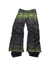 The Men's Asym Pant is a pair of baggy fleece padded snowboard pants with a green and black plaid pattern, multiple pockets, and adjustable hems, shown on a white background.