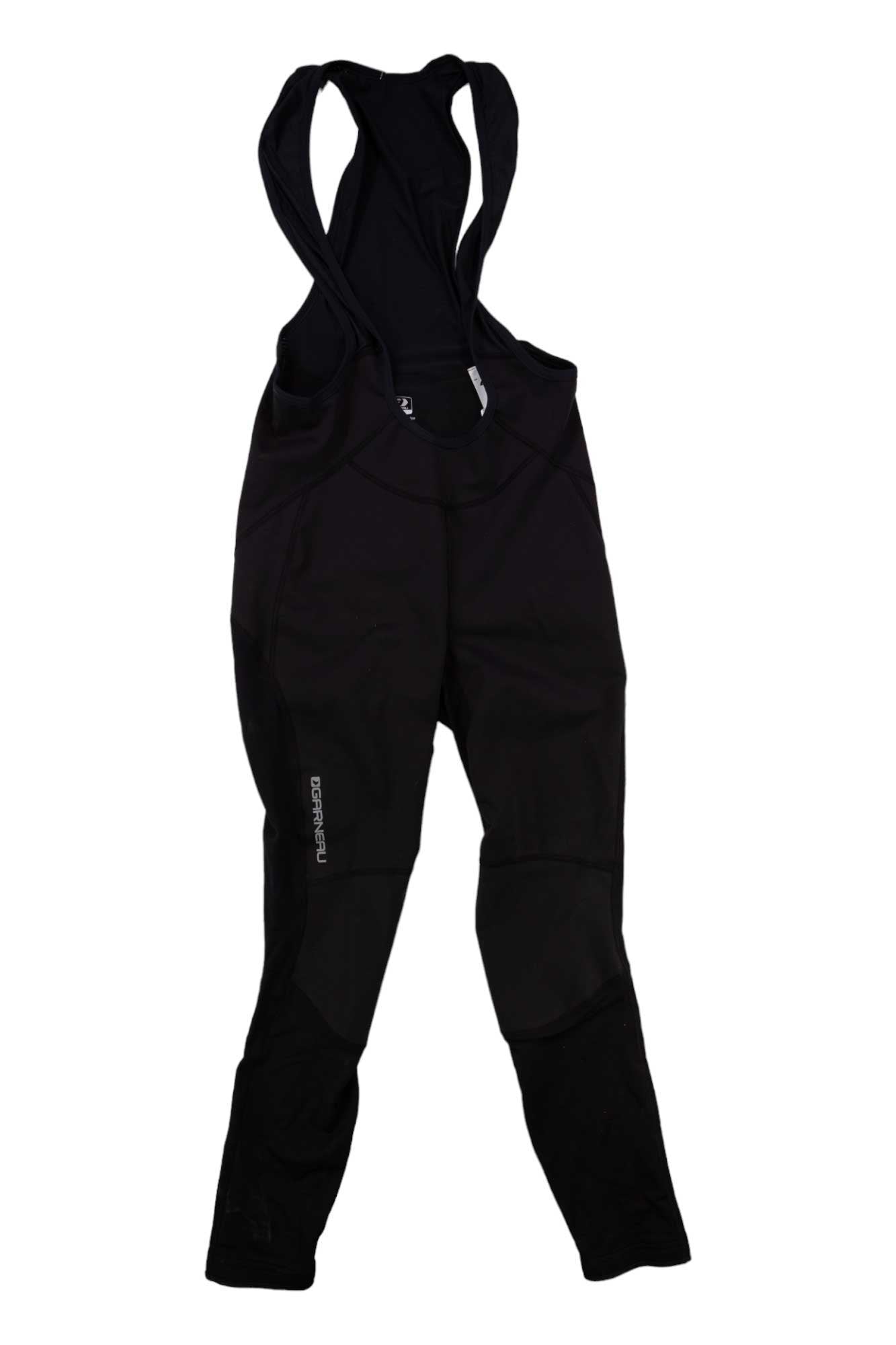 A pair of black, windproof Louis Garneau Men's Providence 2 Bib Tights with shoulder straps and a vertical Endura logo on the left thigh.