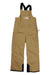 Kids insulated tan bib snow pants with adjustable straps and reinforced knee panels