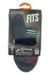 Dark blue low-cut tri-stripe running sock with blue and white stripes at ankle