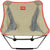 Beige Mayfly chair with red trim, gray mesh side panels, foldable steel frame