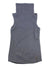 Denim-gray sleeveless tunic with high neck and curved arched front panel
