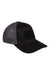 Mens flag bearer trucker cap in dark black with textured mesh sides and front panel