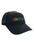 The Marmot Alpine Soft Mesh Trucker Cap features breathable mesh sides, a black finish, rainbow Marmot embroidery on the front, and an adjustable snap-back closure.