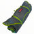 Folded green and dark gray tent bundle with labeled front panel
