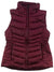 The North Face Womens Aconcagua Vest in maroon features a high collar, horizontal quilting, front zipper, and wind-resistant recycled insulation. This sleeveless vest is ideal for layering in cold weather.