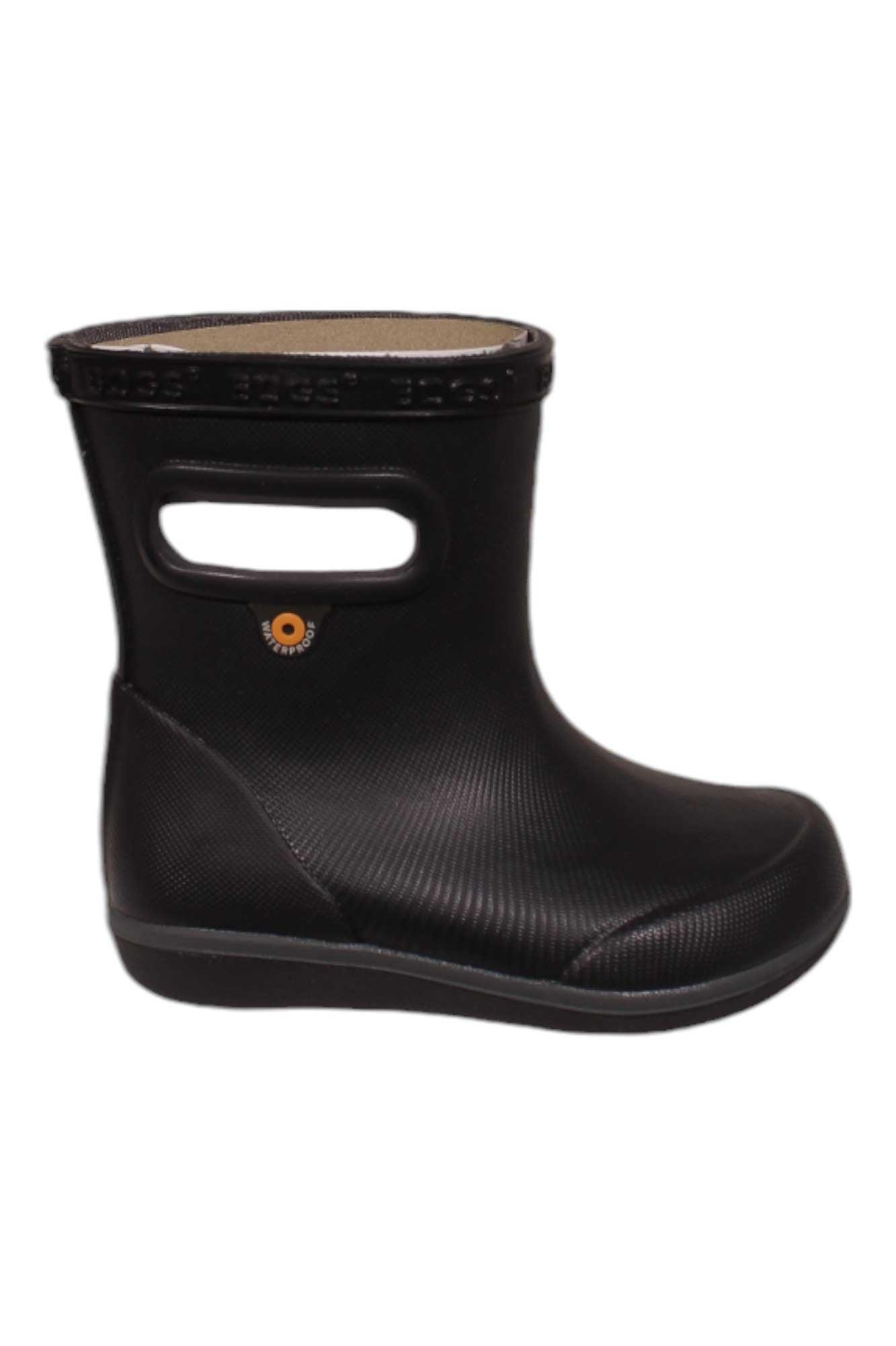 Bogs Infant Skipper II solid boot in dark rubber with side vent cutout and logo
