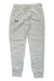 Boys' light-gray fleece jogger pants with cuffed hems, elastic waistband, front logo