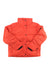 Women's insulated down jacket, bright coral with hood and full button front