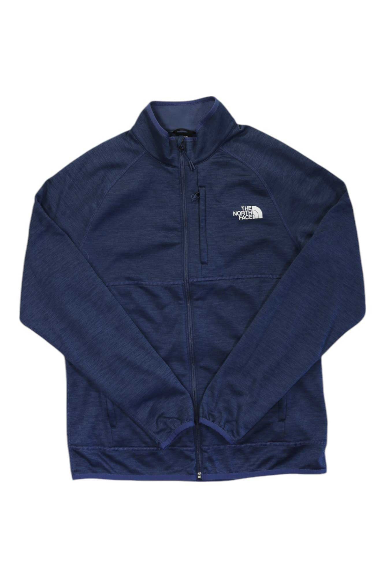 Men's full-zip hooded jacket, blue, long sleeves, zip front and chest logo
