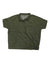 The Eddie Bauer Travex Women's Pave The Way SS Shirt in olive green features short sleeves, a collar, UPF 50 protection, moisture-wicking fabric, and a single chest pocket. It's displayed flat on a white background.