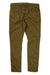 A pair of DU/ER Mens No Sweat Slim Fit Pants in olive green, featuring front and back pockets, belt loops, a button closure, and an eco-friendly DU/ER label on the waistband.
