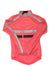 Women's pink wind jacket with gray reflective stripes and front zipper