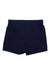 Navy men’s 7-inch athletic shorts with elastic waistband and side pockets