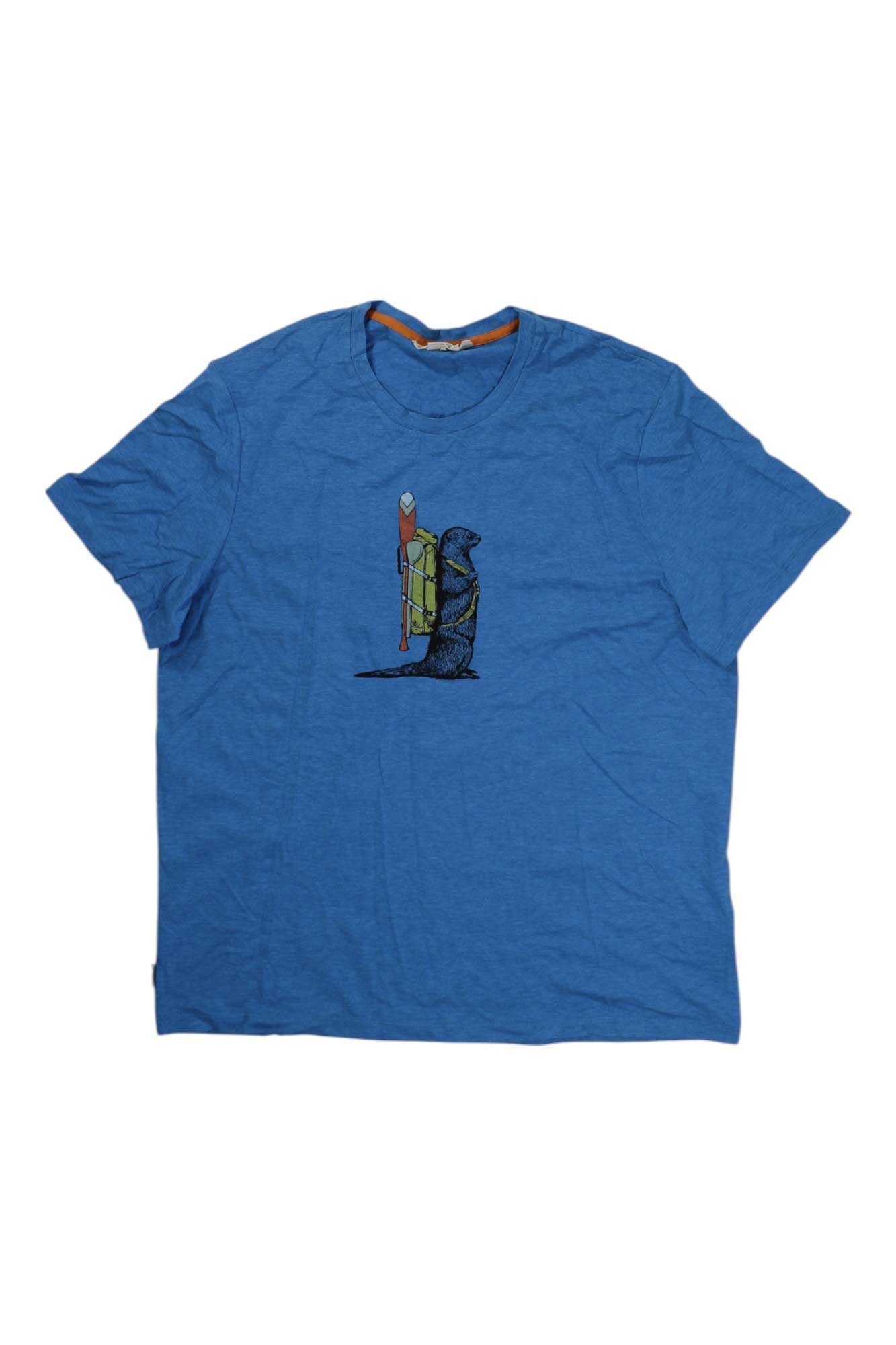 Icebreaker Mens Central Classic SS Tee - Otter Paddle, a moisture-wicking tee with an otter paddle graphic, ideal for outdoor activities. Features a plain white background for a classic look.