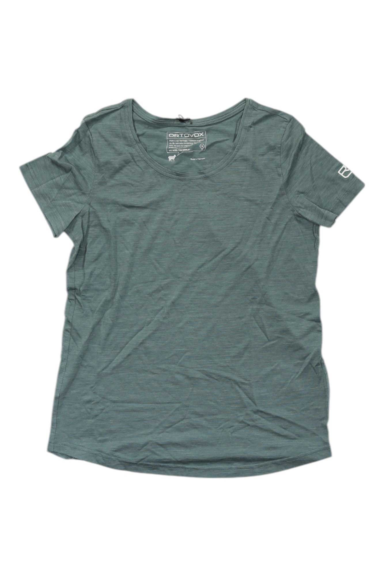 Women’s crew-neck performance T-shirt in heathered slate green with Ortovox logo