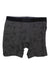 A pair of Carhartt Mens 8 Inch Basic Cotton-Poly Boxer Briefs from a 2 pack, in gray with Rugged Flex technology, a black waistband, and a subtle small black bird pattern on soft cotton-poly fabric.