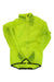 The Sugoi Stash Cycling Jacket is a bright yellow-green, lightweight women’s windproof jacket with a front zipper and high collar, displayed flat on a white background.