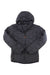 The Rab Men's Cubit Stretch Down Hoody, shown in black with a hood, quilted recycled down, front zipper, and two side pockets, is casual, water-resistant, insulated—ideal for cold weather when laid flat on a white background.